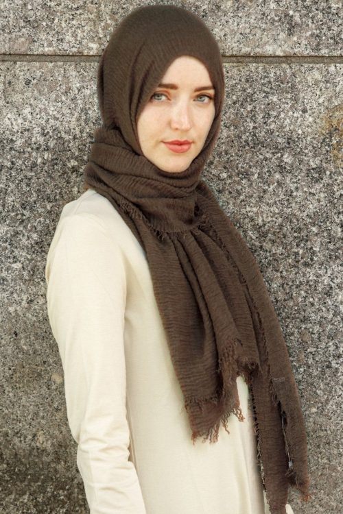 Donkerbruine katoenen hoofddoek